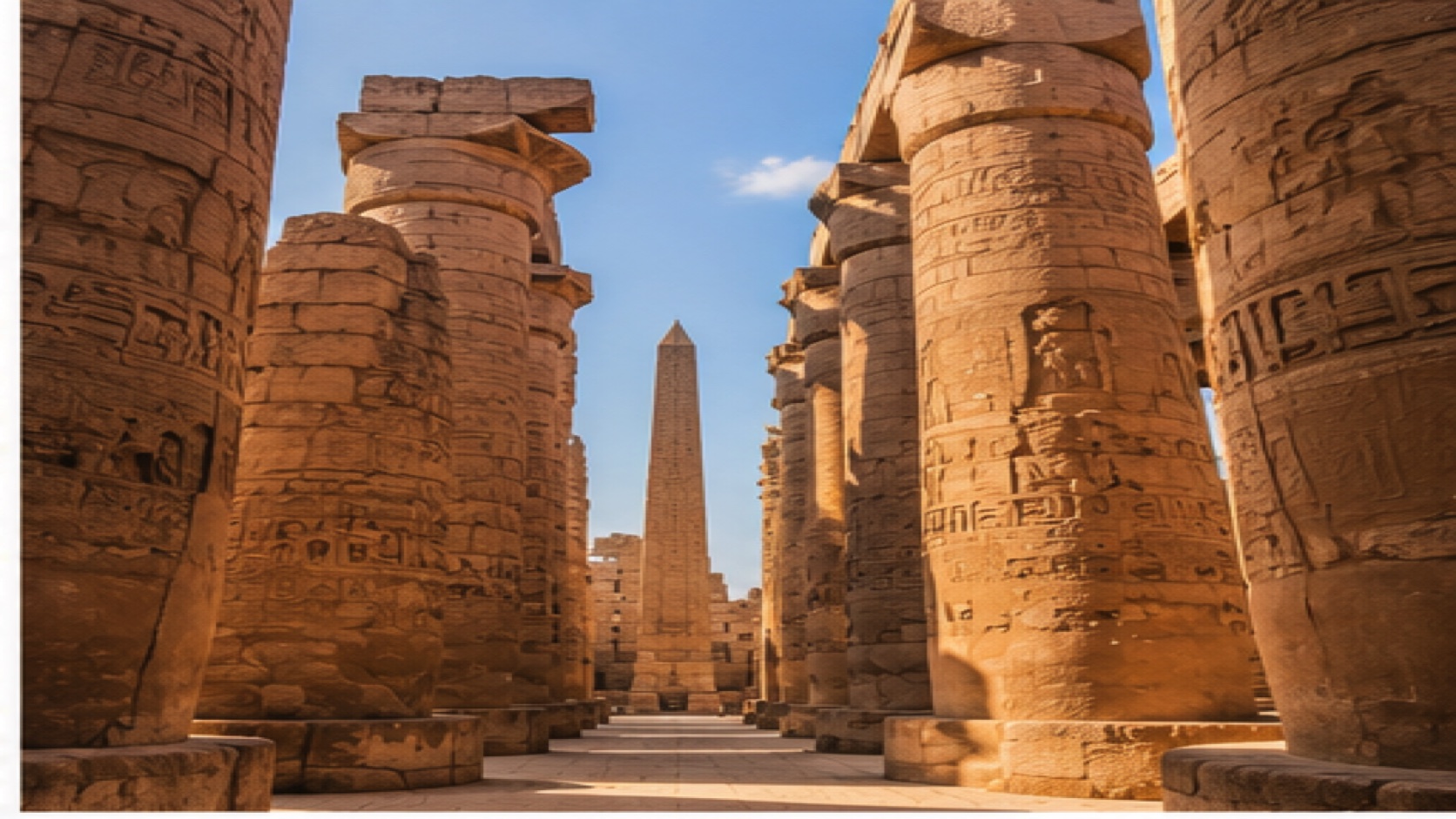 Karnak Temple columns and obelisk in Luxor
