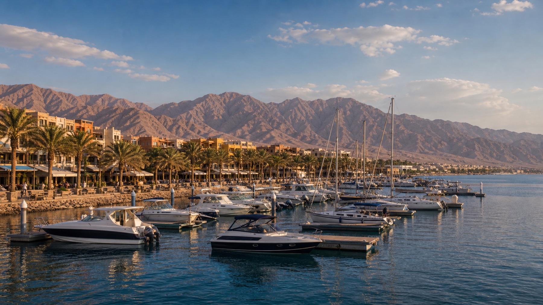 Aqaba marina and relaxed waterfront view