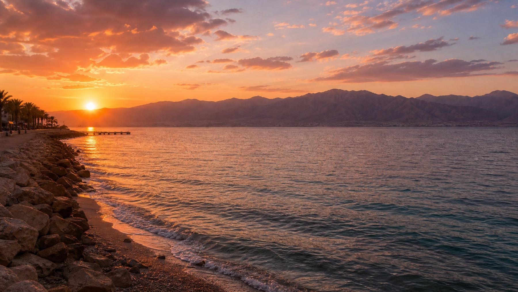 Aqaba sunset over the Red Sea