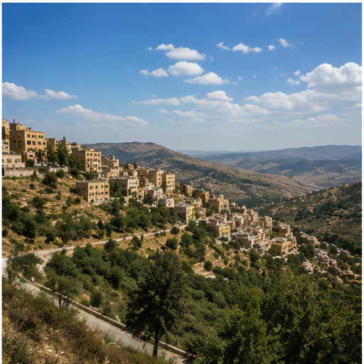 Valley view from As-Salt with hillside homes and surrounding mountains