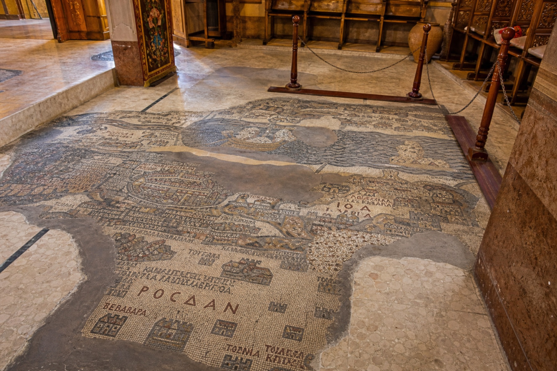 The famous Madaba Mosaic Map inside St. George's Church