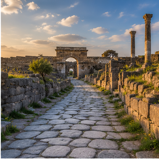 Ancient Roman columns in Umm Qais